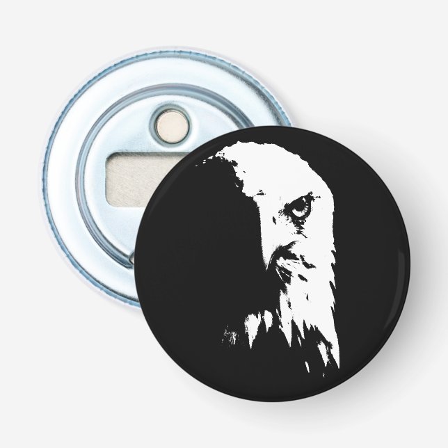 Black & White Bald Eagle Bottle Opener (Front)