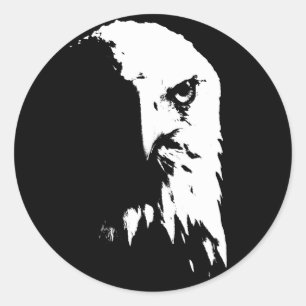 Black & White Bald Eagle Classic Round Sticker