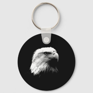 Black & White Bald Eagle Key Ring