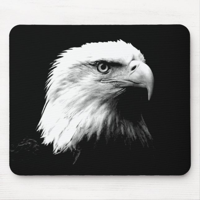 Black & White Bald Eagle Mouse Mat (Front)