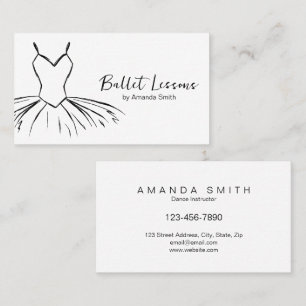 Black & white ballet dance studio instructor business card