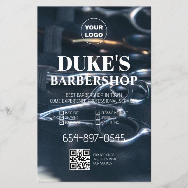 Black & White Barbershop Flyer  (Front)