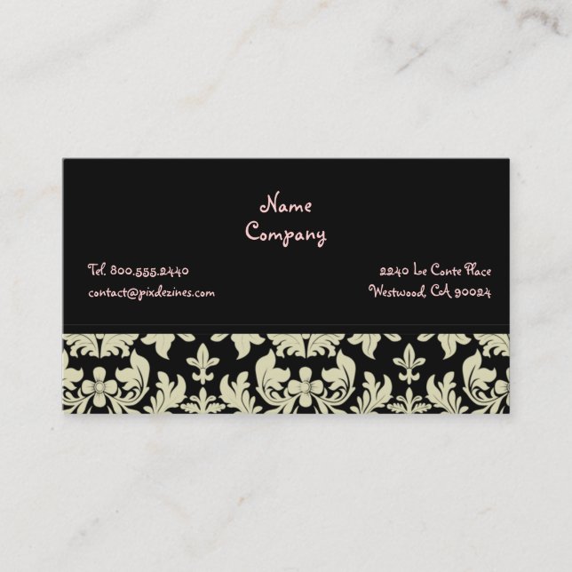 Black White baroque design ~ ashbrown background Business Card (Front)