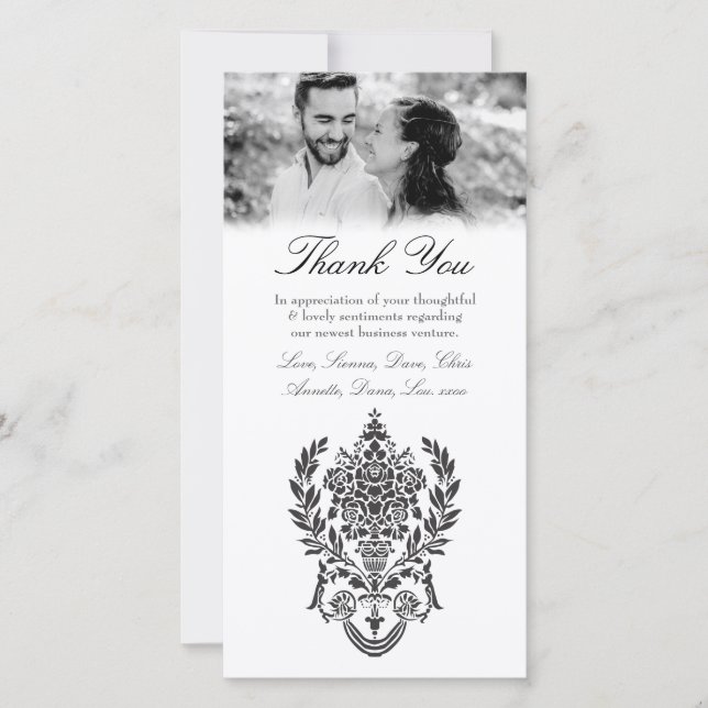 Black White Baroque Thank You Business Agreement (Front)