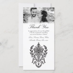 Black White Baroque Thank You Business Agreement Card