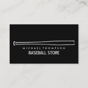 Black & White Baseball Bat, Baseball Player, Coach Business Card