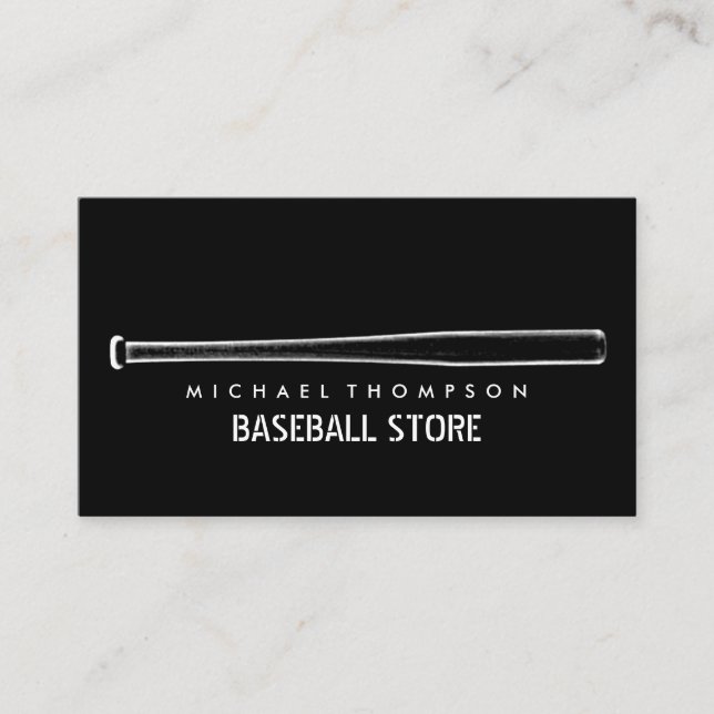 Black & White Baseball Bat, Baseball Player, Coach Business Card (Front)