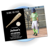 Black White Baseball Birthday With Photo