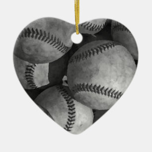 Black & White Baseball Ceramic Tree Decoration