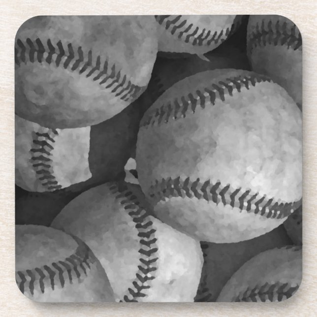 Black & White Baseball Coaster (Front)