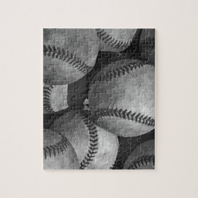Black & White Baseball Jigsaw Puzzle (Vertical)