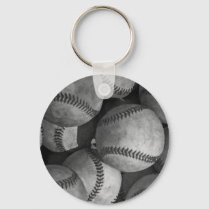 Black & White Baseball Key Ring