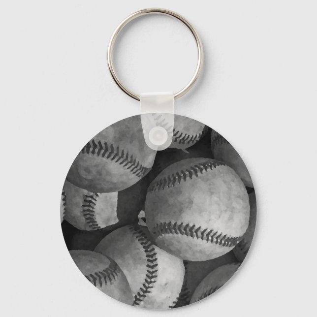 Black & White Baseball Key Ring (Front)