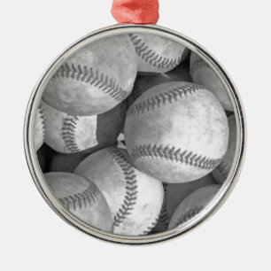 Black & White Baseball Metal Tree Decoration