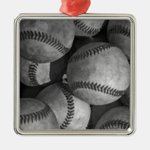 Black & White Baseball Metal Tree Decoration