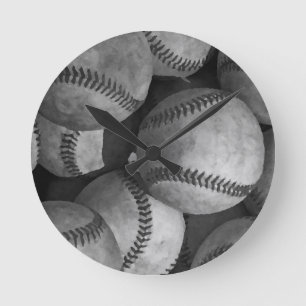 Black & White Baseball Round Clock