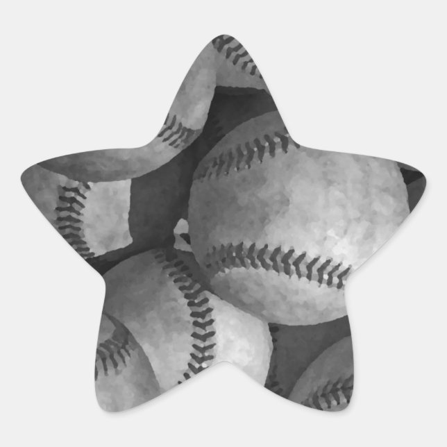 Black & White Baseball Star Sticker (Front)