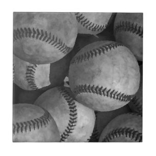 Black & White Baseball Tile