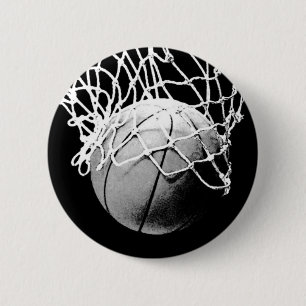 Black & White Basketball 6 Cm Round Badge