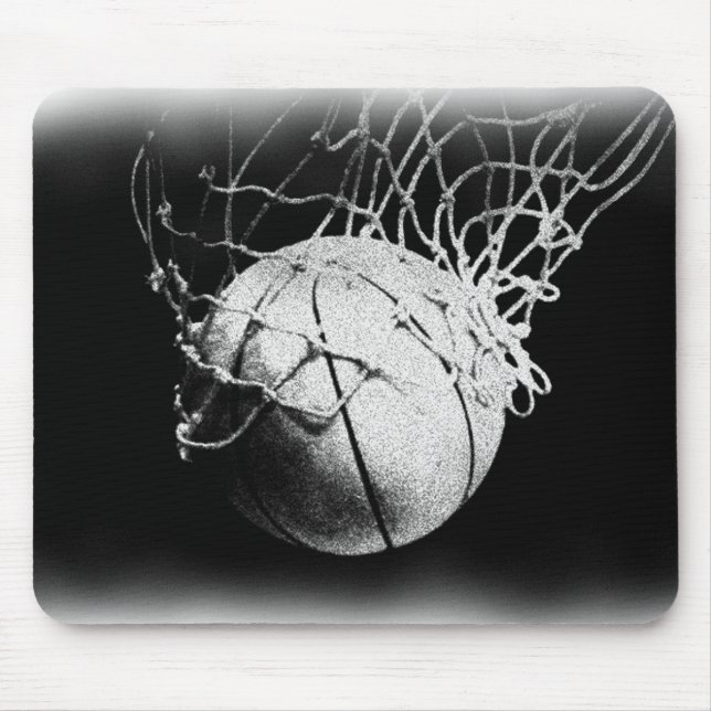 Black & White Basketball Art Mouse Mat (Front)
