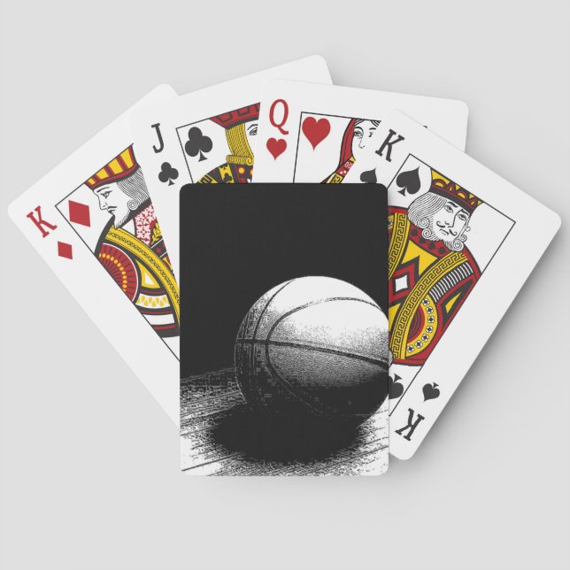 Black White Basketball Art Playing Cards (Back)