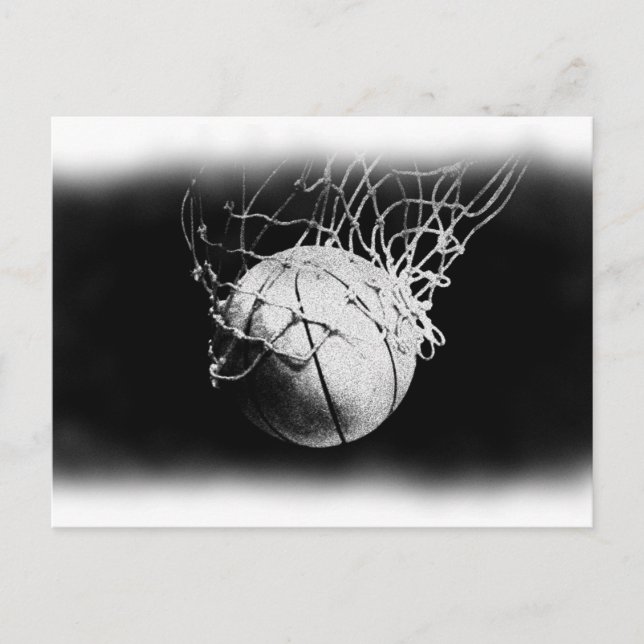 Black & White Basketball Art Postcard (Front)