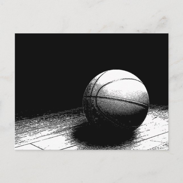 Black White Basketball Art Postcard (Front)