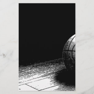 Black White Basketball Art Stationery