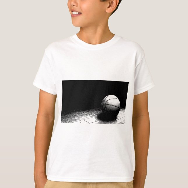 Black White Basketball Art T-Shirt (Front)
