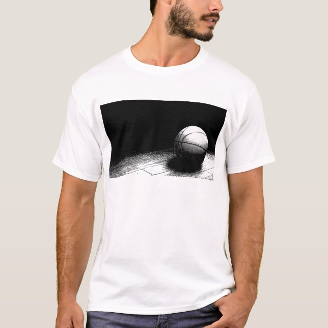 Black White Basketball Art T-Shirt (Front)