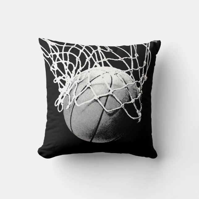 Black & White Basketball Artwork Cushion (Front)