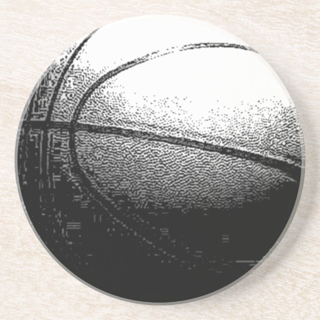 Black White Basketball Artwork Drink Coaster (Front)