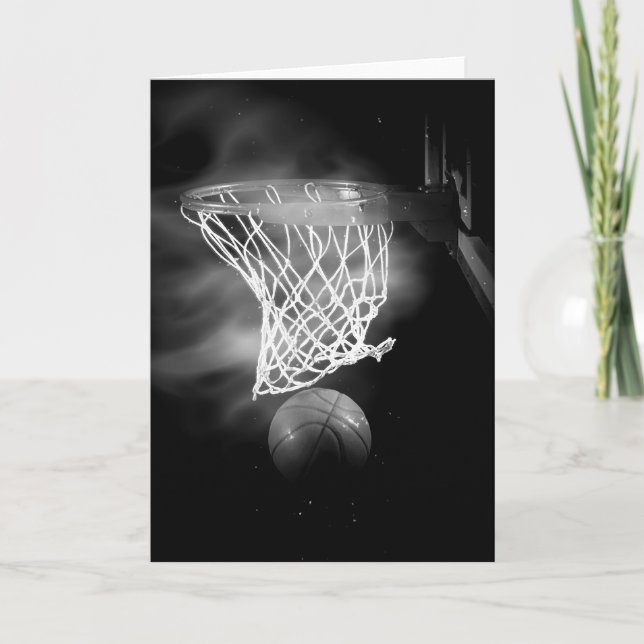 Black & White Basketball Artwork Greeting Card (Front)