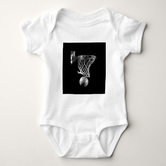 Black & White Basketball Baby Bodysuit (Front)
