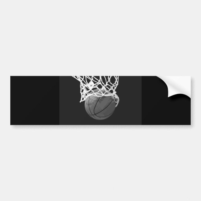 Black & White Basketball Bumper Sticker (Front)