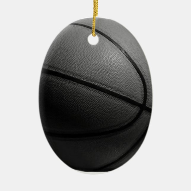 Black & White Basketball Ceramic Tree Decoration (Front)