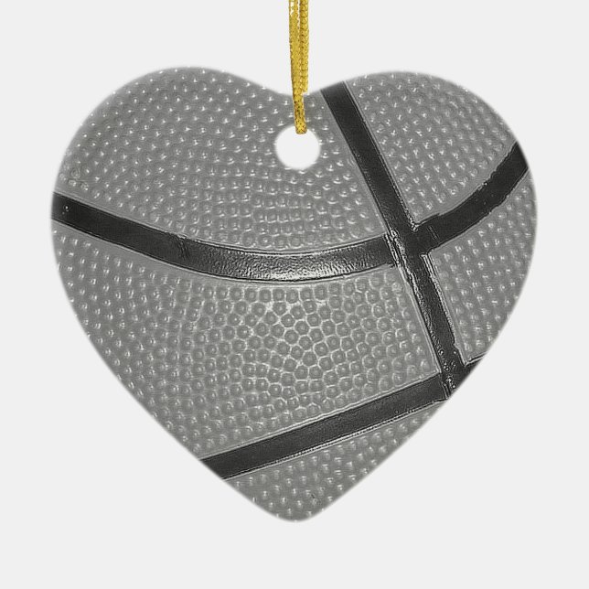 Black & White Basketball Ceramic Tree Decoration (Front)
