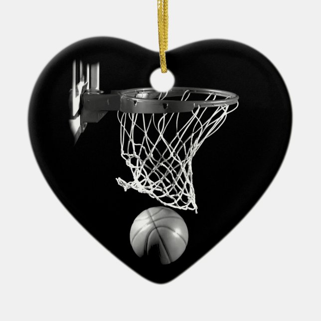 Black & White Basketball Ceramic Tree Decoration (Front)
