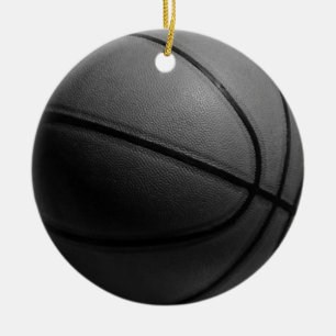 Black & White Basketball Ceramic Tree Decoration
