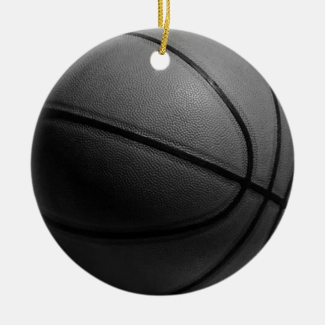 Black & White Basketball Ceramic Tree Decoration (Front)