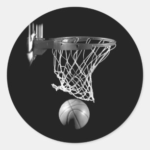 Black & White Basketball Classic Round Sticker
