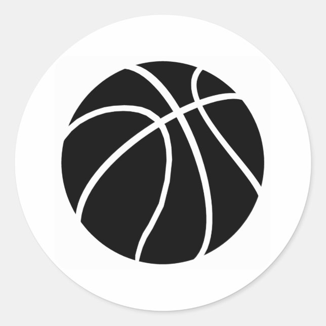 Black & White basketball Classic Round Sticker (Front)