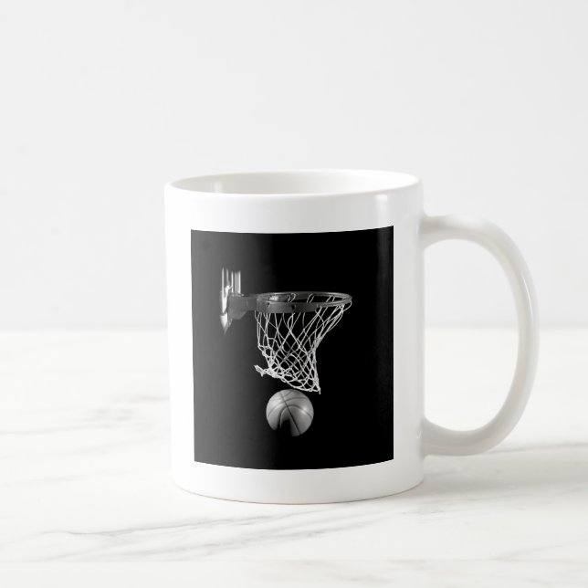 Black & White Basketball Coffee Mug (Right)