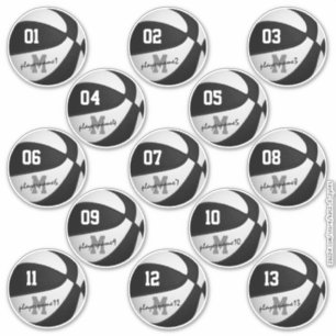 black white basketball custom 13 players names