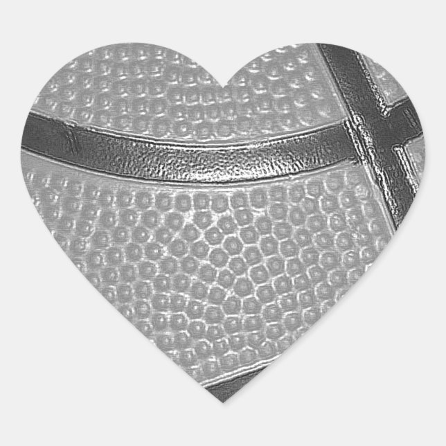 Black & White Basketball Heart Sticker (Front)