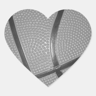 Black & White Basketball Heart Sticker