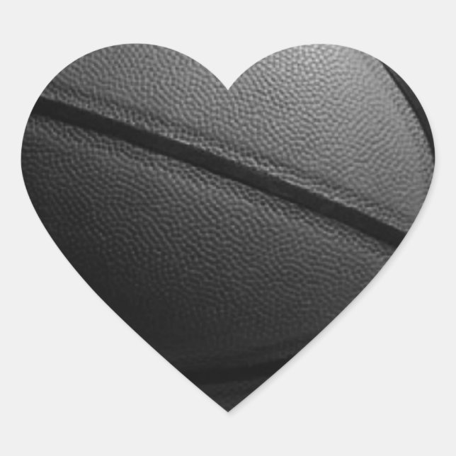 Black & White Basketball Heart Sticker (Front)