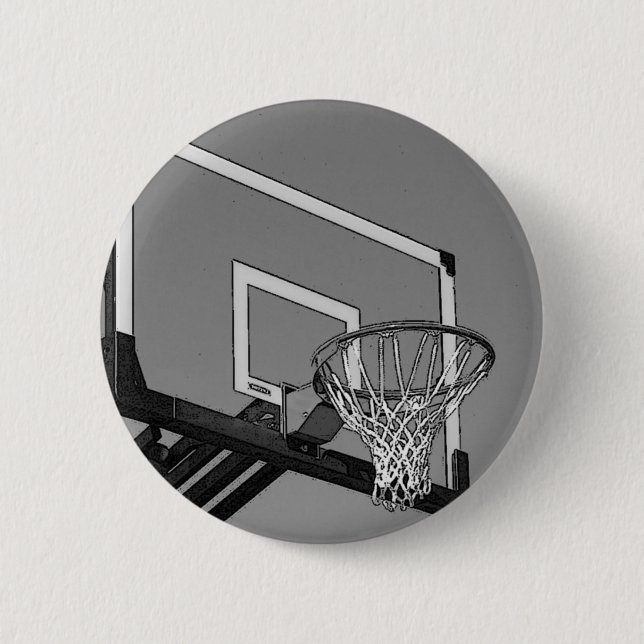 Black & White Basketball Hoop 6 Cm Round Badge (Front)