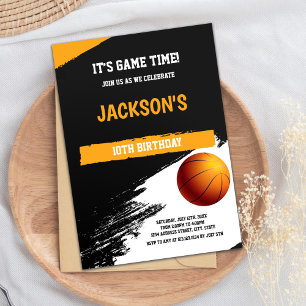 Black White Basketball Invitations