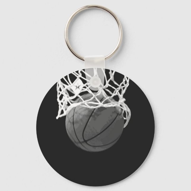Black & White Basketball Key Ring (Front)